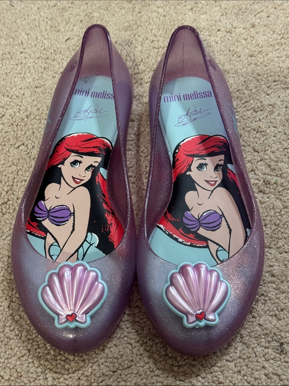 Melissa x Disney The Little Mermaid Ariel Glitter Flats – Kids Size 3